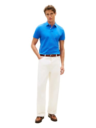 Image of Tommy Hilfiger Men's Short Sleeve Polo Shirts in Regular Fit With Stretch and Organic Pique Cotton