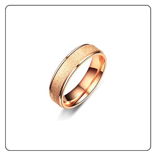 Fashion Simple Rose Gold Stackable Rings Stainless Steel Sandblast Crystal Band Rings3