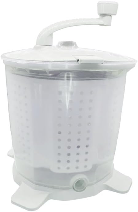 Manual Washing Machine, Portable Hand Crank Washer for Small Space, Compact Non-Electric Laundry for Dorm, Apartment, Camping, Travel, Lightweight with Removable Tub & Stable Suction Base Grey