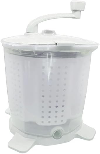 Manual Washing Machine, Portable Hand Crank Washer for Small Space | Compact Non-Electric Laundry for Dorm, Apartment, Camping, Travel, Lightweight with Removable Tub & Stable Suction Base Grey