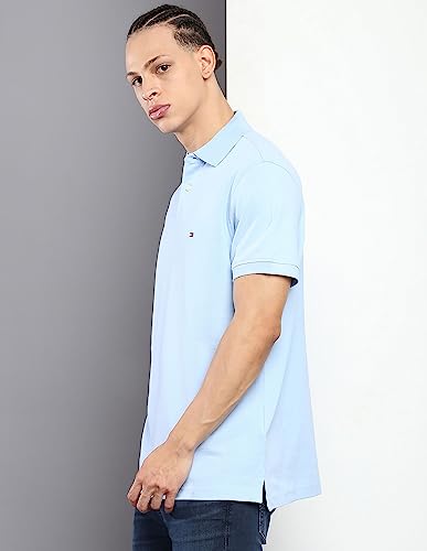 Image of Tommy Hilfiger Solid Regular fit Cotton Polo t-Shirt