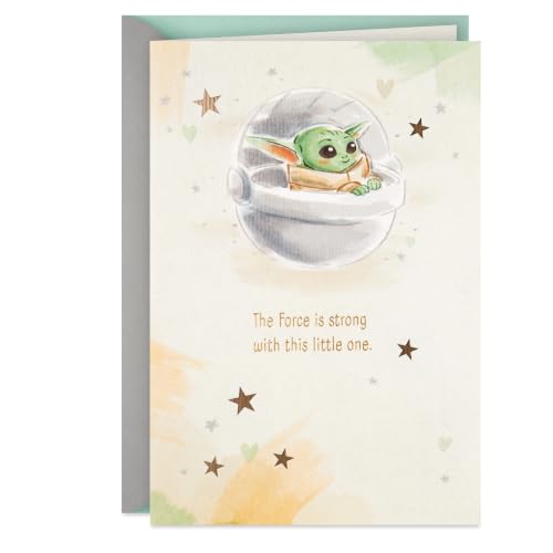 Hallmark Star Wars Babyparty-Karte fĂĽr frischgebackene Eltern (Baby Yoda, Force is Strong) Welcome New Baby, GlĂĽckwĂĽnsche, Gender Reveal, May the 4
