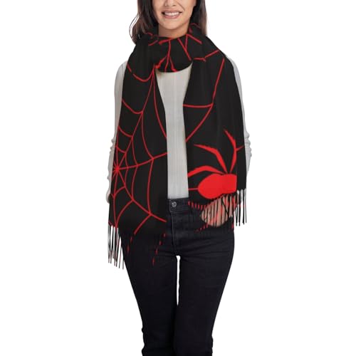 Red Spider and Spider Web Women's Scarf Pashmina Shawls and Wraps for Evening Dress Wedding Long Warm Scarves2