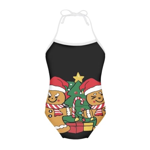 Image of Christmas Kids One-Piece Halter Swimsuits Beach Swimwear Bathing Suit for 3-10 Years Girls