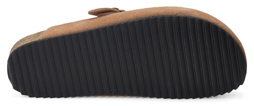 Image of ZUSERIS Suede Clogs for Women Men Wide Width Leather Mules | Soft Cork Footbed,Arch Support,Comfort Potato Shoes