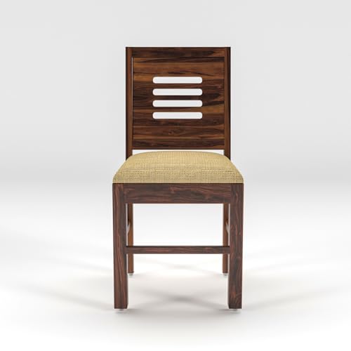 Image of Solid Sheesham Wood Four Seater Dining Set for Dining Room | Urban Design Dining Table Set for Home | Restaurant & Cafe | Finish Color - Natural Teak Finish |