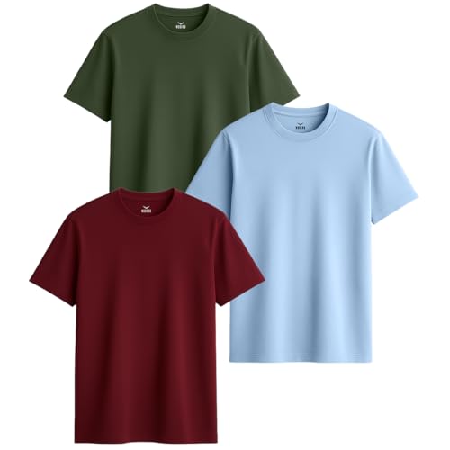 Image of Nobero 100% Cotton Tshirts for Men Combo Pack of 3 | Regular Fit Round Neck Half Sleeve
