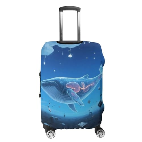 Floating Whale in Upside Elastic Luggage Cover Suitcase Protector for 19-32 Inch Suitcases | Universal Stretchable Travel Bag Cover | Anti-Scratch, Washable with Zipper Closure L4