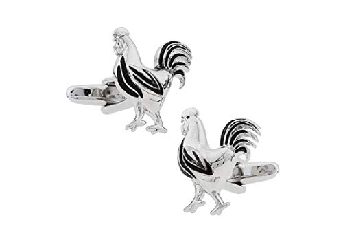 MRCUFF Chicken Rooster Pair Cufflinks in a Presentation Gift Box & Polishing Cloth