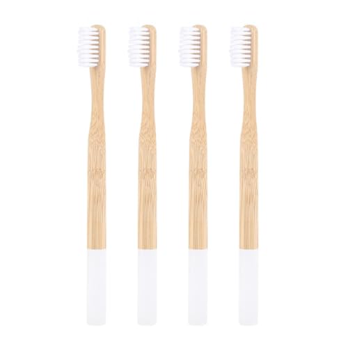 DOITOOL Cepillos de Dientes de Bambú Biodegradables 4piezas Diseño Ergonómico y Cerdas Suaves para Limpieza Completa Adecuado para Viajes y Uso Diario