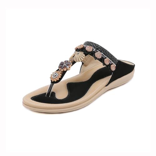 HBJWOV Bohemian Handmade Flower Toe Sandals for Women's Versatile Slippers