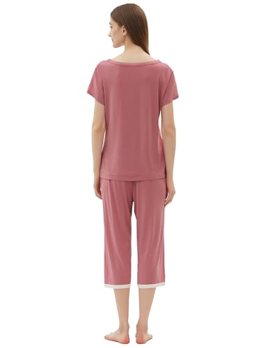 Image of Joyaria Cooling Pajamas Bamboo Viscose Lightweight PJs Set Women Wicking Sleepwear for Night Sweat S-XXL
