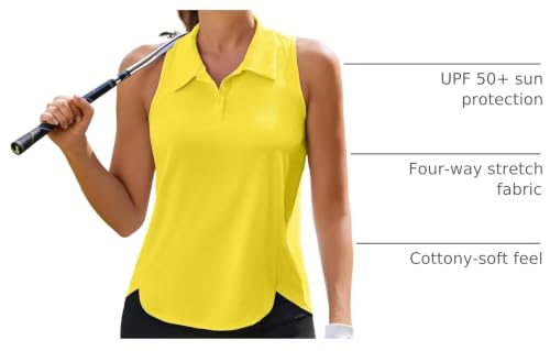 Image of PINSPARK Women's Golf Shirt Racerback UPF 50+ Tennis Tank Top with Collar