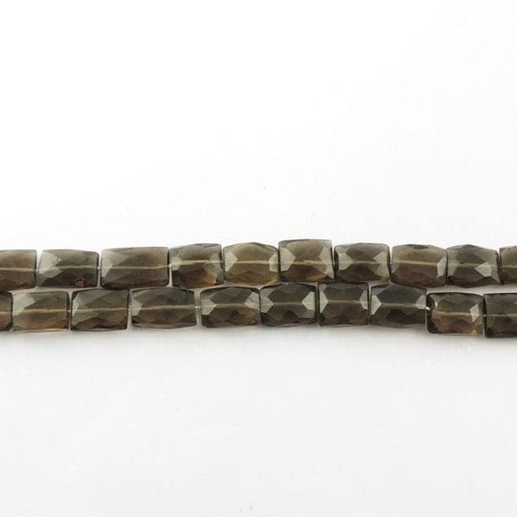 LKBEADS 2 Strand Natural Smoky Quartz Faceted Chicklet / Rectanglur Briolettes - Smoky Quartz Chicklet Beads 10mmx10mm-17mmx10mm 10 Inch