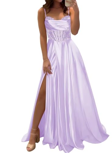 Robe demoiselle d'honneur satin ajustée corset anti-glisse ZMKI796