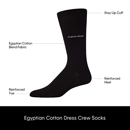 Calvin Klein Mens Dress Socks - 2 Pairs Egyptian Cotton Blend Comfort Stay Up Cuff Crew Socks for Men (7-12)3