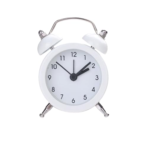 Image of Vintage Inspired Mini Table Alarm Clock, Old Retro Style Digital Alarm Clock, Small Table Clock for Home, Kitchen, Office and Decor (White)