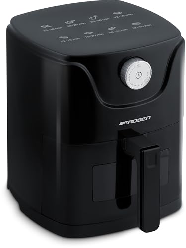 Berdsen Frytkownica beztłuszczowa na gorące powietrze - Z okienkiem - Air Fryer - 1000 W 2,5 L - 8 programów - Czarna