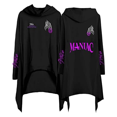 Flyself Womens Sweatshirt Dress Kpop Stray Kids MANIAC Irregular Long Sleeve Pullover Jumper Ladies Casual High Collar Hoodie Dresses Cover