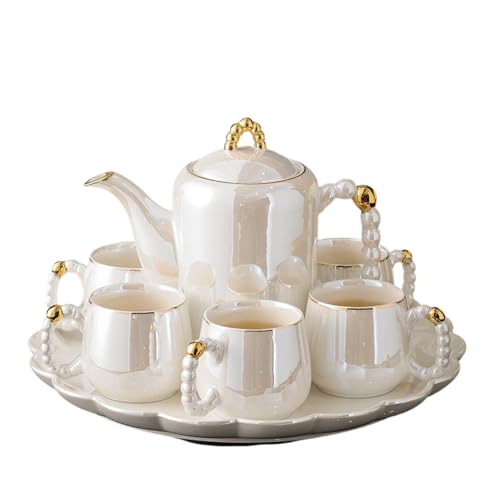 Vilom 陶磁器ティーセット 回転式 8点セット おしゃれ 茶器セット 夫婦茶碗 ギフトボックス付き 結婚引き出物 新生活祝い 結婚祝い 新築祝い プレゼント用 デザイン (B)
