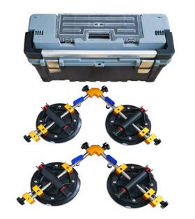 Conjunto Ventosas 90º para uniones | Crear juntas de alta calidad y esquinas compuestas. Junto con maletín de transporte | Ceramica, porcelánico, piedra y mármol | 2 pares de 150mm a 90º