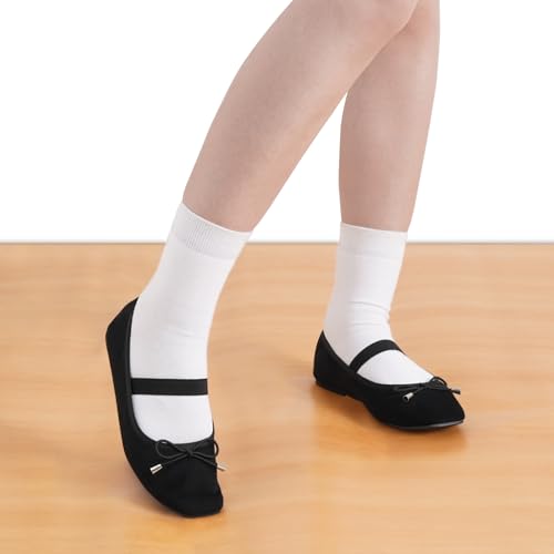 MaxMuxun Ballet Flats for Women Closed Square Toe Mary Jane Flats with Bow Elastic Strap Comfortable Dressy Women's Flats3