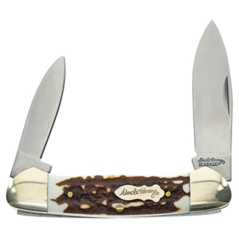 Uncle Henry Next Gen Staglon 11UH LG Canoe 6.1in Folding Knife with Two Stainless Steel Drop-Point Blades and Staglon Handle for Hunting, Camping and EDC Cover