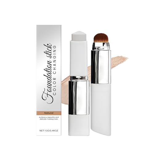 Farbwechsel Grundierung, Color Changing Foundation Stick mit Bürste, Full Coverage Concealer Foundation Primer für Makelloses Makeup, Lang Anhaltender, Hydratisierend, Natürliches Finish (Natur)
