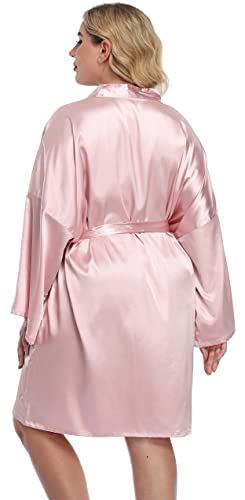Women's Plus Size Satin Kimono Robes Short Silk Bathrobe Bridesmaid Wedding Party Nightgown Sleepwear #TOP2