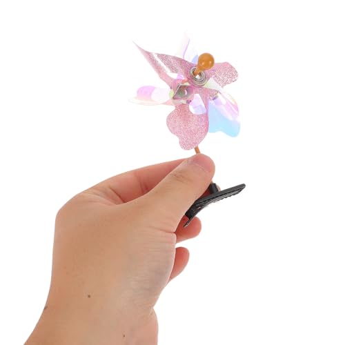 Pinzas de Cabello Forma de Molino de Viento Rosa para Niñas Accesorios Ligeros 4