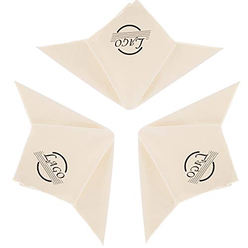 LAGO Universal Microfiber Guitar Cleaning Polishing Cloth Musical Instrument Cloth Violin Piano Clarinet Trumpt Cleaning Cloth 3pcs Big 12x12 Inch (Ivory)