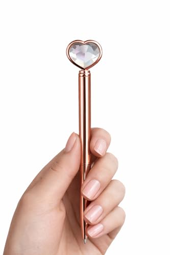 Image of THEBFSSTUDIO Heart Crystal Hair Bun Stick Pen - Rose Gold (2 in 1)