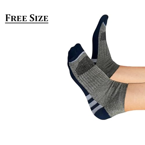 Image of MOMISY Men's Premium Cotton Cushion Ankle length Socks, (Multicolor) Pack of 5 (Free Size)