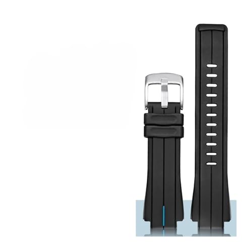 [ȓX] Fit For Timex E-tide T2n720 T2n721 T2n739 738 T49706 voh h \tgVR X|[cXgbv 24-16mm Y o[voh(Black blue Silver)