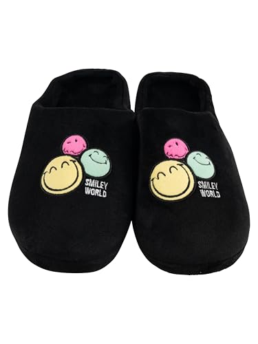 United Labels Smileyworld Pantoufles pour femme - Smiley - Pantoufles - Noir, Noir , 41/42 EU