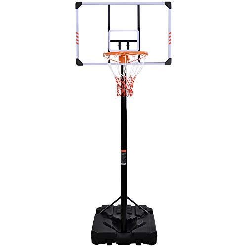 Verstellbarer Basketballständer mit Rollen,Standfuß mit Wasser/Sand befüllbar,höhenverstellbare von 2.25 bis 3.05 m,Outdoor IndoorErwachsene Cover