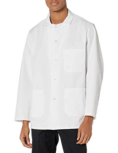 Red Kap Men's Gripper-Front Short Butcher Coat, White, X-Large