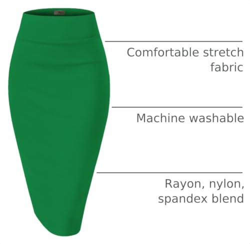 Image of Hybrid & Company Women's Premium Nylon Ponte Stretch High Waist Pencil Suit Skirt Below Knee