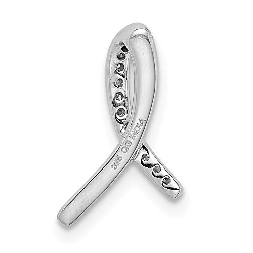 Diamond Pendant Charm 925 White Sterling Silver Breast Cancer Awareness 15 mm 8 mm Diamond 0.055ct4