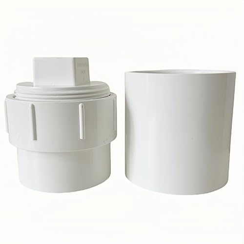 Image of 4-Inch PVC Sewer Cleanout Cap Adapter Fitting, White, with Coupling and Removable Cap, for Drainage and Sewer Systems (4 inches)
