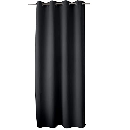 ED ENJOY HOME Rideau Occultant avec Œillets argentés, Gris Foncé, 140x240cm, 100% Polyester, Tissu Certifié Oeko-TEX, Collection Réglisse