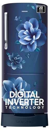 Image of Samsung 223L 3 Star Inverter Direct-Cool Single Door Refrigerator Appliance (RR24C2823CU /NL,Camellia Blue) Base Stand Drawer