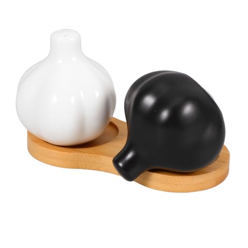 SOLUSTRE Modern Ceramic Salt Pepper Set Garlic Shaped Spice Containers Salt for Kitchen Spice Storage Jars