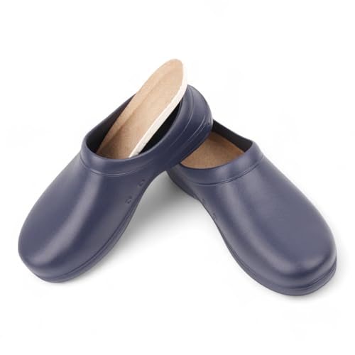CHILLIFE Zuecos Sanitarios de Trabajo, Hospital, Jardín, Cocina, Zapatillas Mujer, Liso, Punta Cerrada, Fabricado en Portugal (Azul Marino, Sistema Tallas Calzado EU, Adulto, Números, Mediano, 39)