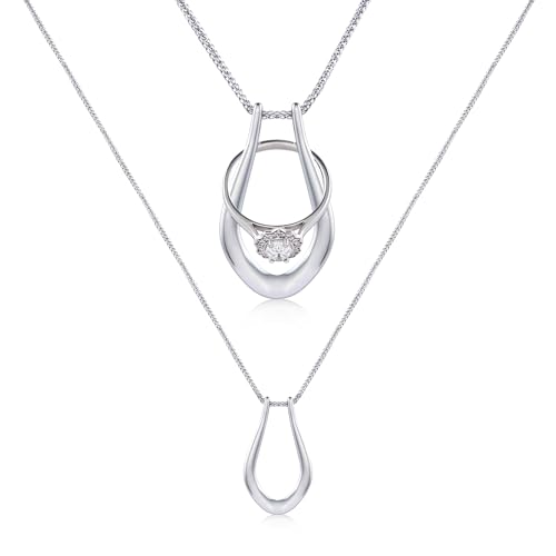 Pixie Wing Vesta Ring Keeper Necklace 18k Gold-Plated Engagement Ring Holder (White Gold 17.7 chain with 4 extender)