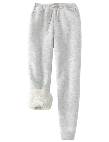 Flygo Women's Winter Warm Fleece Joggers Pants Sherpa Lined Athletic Active Sweatpants