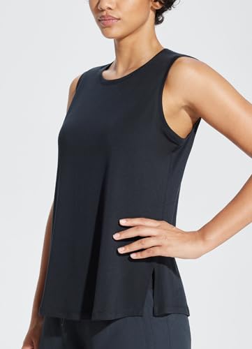 baleaf Workout Tank Tops for Women Sleeveless Athletic Top Loose Fit Running Shirts High Neck Yoga Gym Clothes3