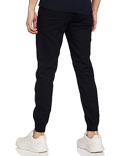 Image of The Indian Garage Co Men Slim Fit Solid Mid-Rise Joggers