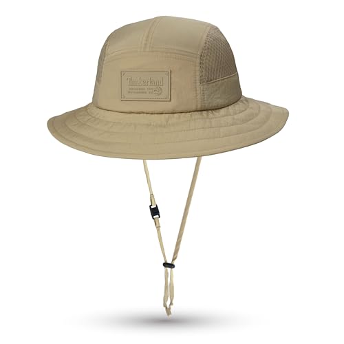 Timberland Mesh Panel Kids Boys Bucket Hat, One Size, Adjustable Chin Cord, Wide Brim Sun Hat for Outdoor Adventures