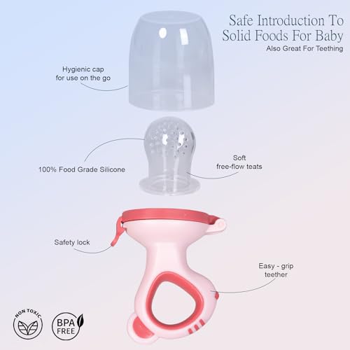 Image of Baybee Silicone Fruit Nibbler & Baby Food Feeder | Baby Teether & Pacifier for 3+ Months Toddlers | Babies Fruit & Food Veggie Teether for Infants | Hygenic & BPA Free Extra Soft Organic- Pacifier